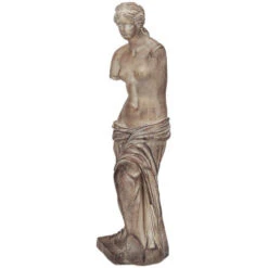 15.5" Beige Distressed Venus De Milo Goddess Statue