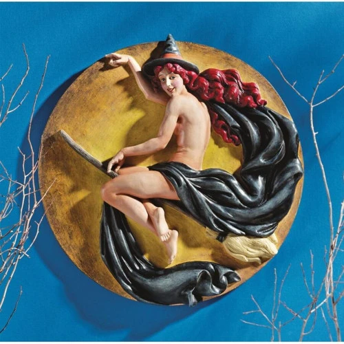 13" Yellow And Black Witch Midnight Ride Wall Plaque 4 13" Yellow And Black Witch Midnight Ride Wall Plaque - Image 2