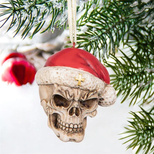 2.5" Red, White, And Brown Holiday Collections Creepy Skull Santa Hanging Ornament 4 2.5" Red, White, And Brown Holiday Collections Creepy Skull Santa Hanging Ornament - Image 2