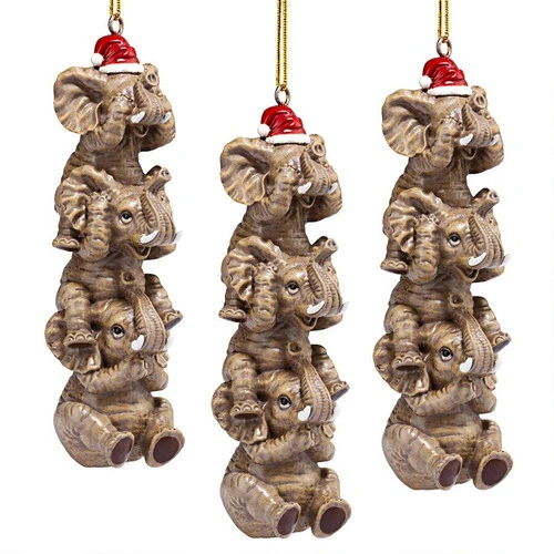 3ct Brown And Red Elephant Hanging Christmas Ornament 5" 3 3ct Brown And Red Elephant Hanging Christmas Ornament 5"