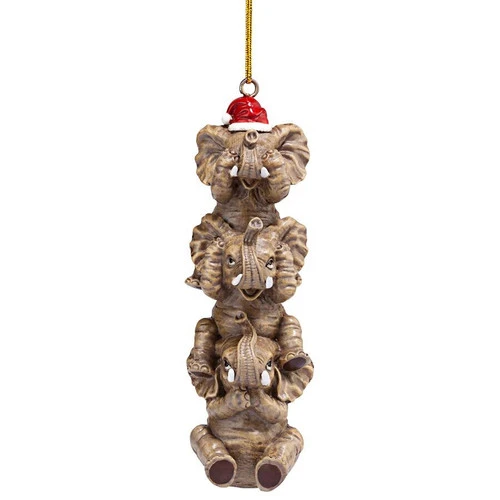3ct Brown And Red Elephant Hanging Christmas Ornament 5" 4 3ct Brown And Red Elephant Hanging Christmas Ornament 5" - Image 2