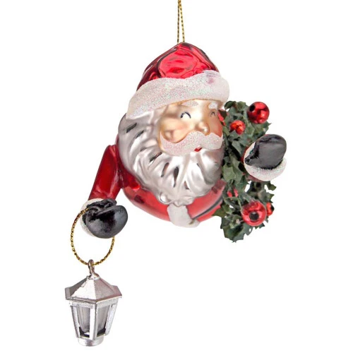 4" Red And White Flying Super Santa Blown Glass Christmas Ornament 4 4" Red And White Flying Super Santa Blown Glass Christmas Ornament - Image 2