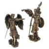 Set Of 2 Bronze Uriel And Raphael Archangel Outdoor Garden Sculptures 13.50"