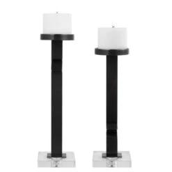 Set Of 2 Black And Clear Contemporary Candleholders 19" -Christmas Decoration Store dutm 17734 3 09139.1587642937