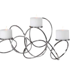 Silver Intertwined Rings Candle Holder With White Candles 26.75" -Christmas Decoration Store dutm 17731 2 75655.1665581513