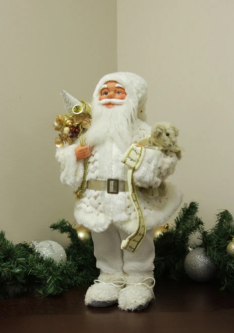 19" White And Gold Nordic Santa Claus Christmas Tabletop Figurine 4 19" White And Gold Nordic Santa Claus Christmas Tabletop Figurine - Image 2