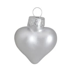 56ct Matte Silver Glass Heart Christmas Ornaments 1.75" (45mm)