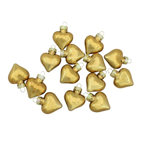 56ct Shiny Gold Heart Glass Christmas Ornaments 1.75" (45mm) 4 56ct Shiny Gold Heart Glass Christmas Ornaments 1.75" (45mm) - Image 2