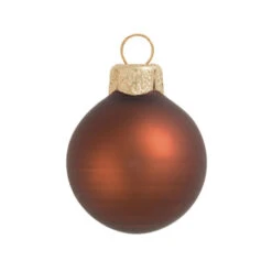 28ct Brown Matte Finish Glass Christmas Ball Ornaments 2" (50mm)