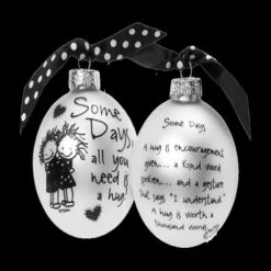 "Some Days All You Need Is A Hug" Glass Christmas Ball Ornament 2.75" (70mm) -Christmas Decoration Store dwhi 40054 85055.1687442783
