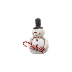 15" Red And White Candy Cane Stuffed Snowman Christmas Decoration