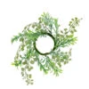 Set Of 4 Green And White Leaf Small Candle Ring