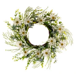 18" Rustic White Daisy Wreath