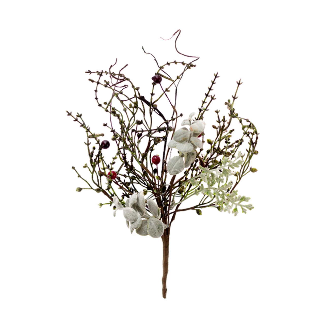 Contemporary Home Living Set Of 4 Faux Thin Green Leaf & Red Berry Pick, 12" - FX89452B 3 Contemporary Home Living Set Of 4 Faux Thin Green Leaf & Red Berry Pick, 12" - FX89452B