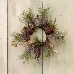 Set Of 4 Pine Green And Husk Brown Candle Ring