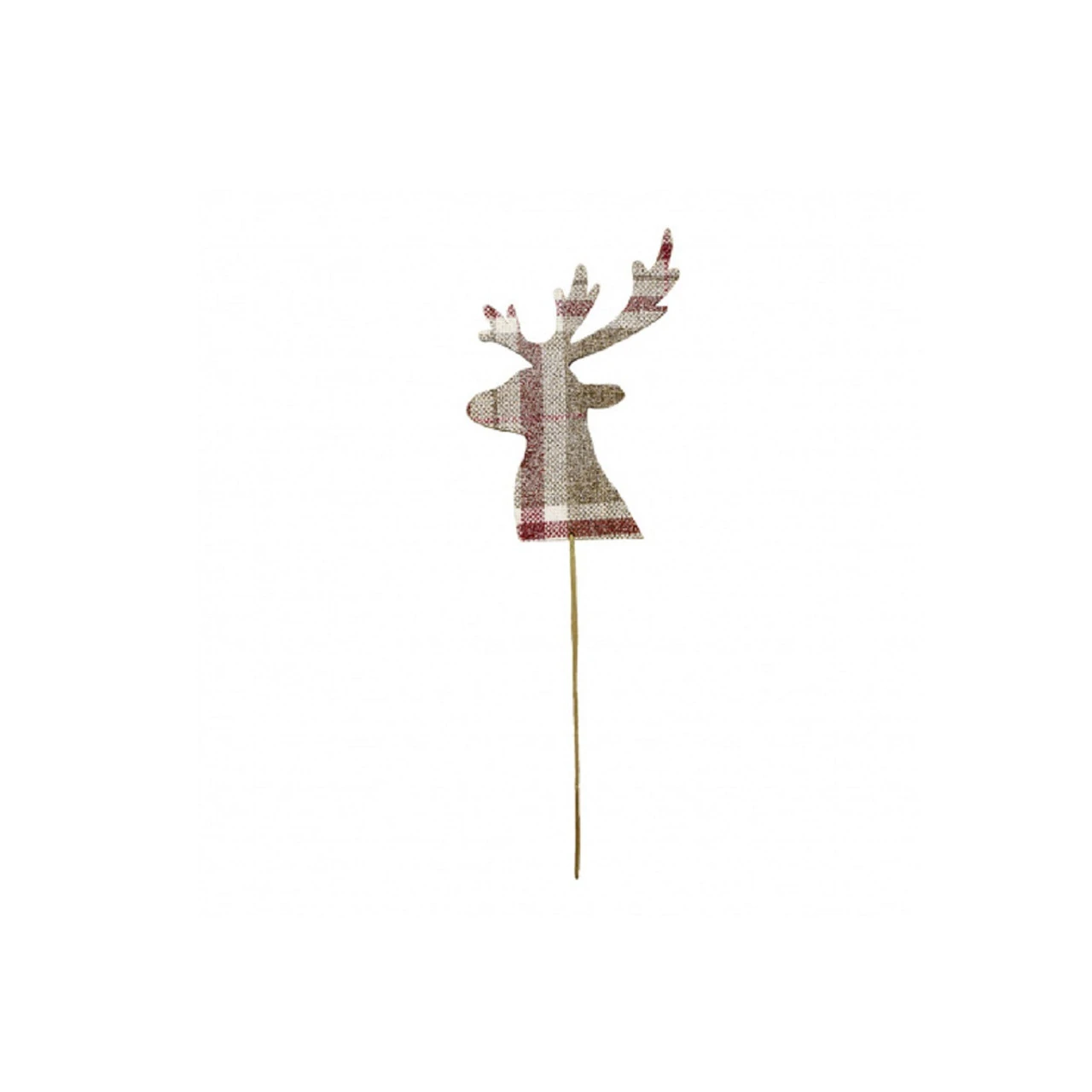14" Red And White Check Reindeer Design Christmas Pick 3 14" Red And White Check Reindeer Design Christmas Pick