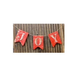 33" Red And White "JOY" Sign Christmas Hanging Banner