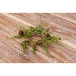 Set Of 4 Olive Green Cypress Extra Small Candle Ring