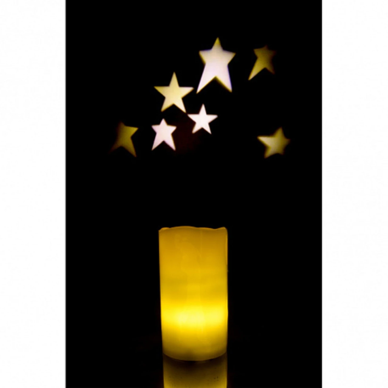 6" Black And Yellow Country Star Projection Candle 3 6" Black And Yellow Country Star Projection Candle