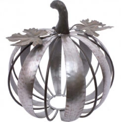8.5" Large Bronze Metal Pumpkin