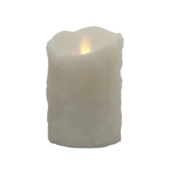 4.75" White Essence Glow Cake Battery Operated LED Flicker Flameless Pillar Candle