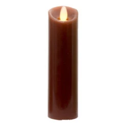 7" Slender Brown Battery Operated Flicker Flameless Pillar Candle