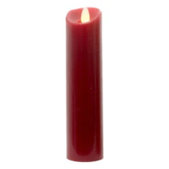 8" Slender Burgundy Battery Operated Flicker Flameless Pillar Candle