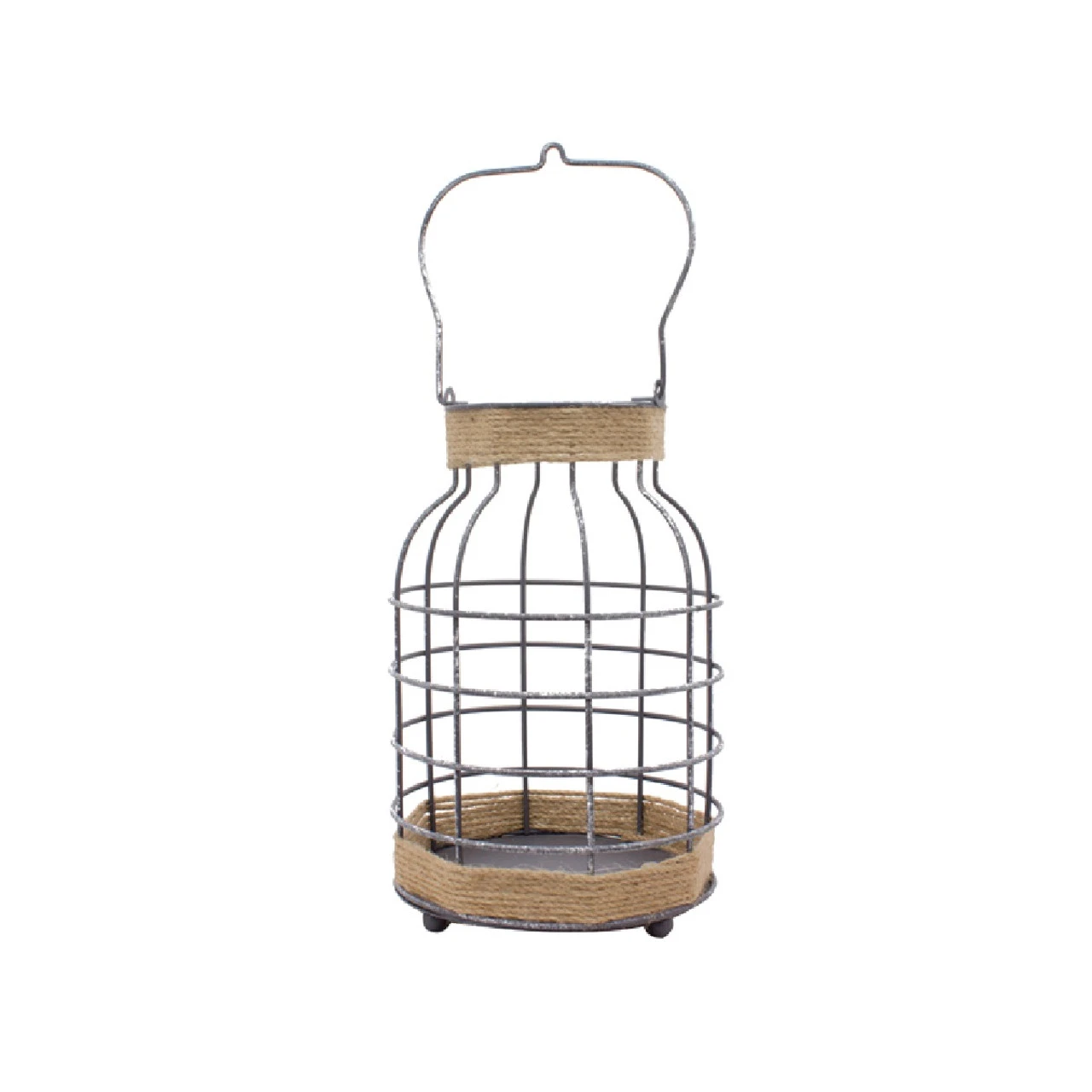 10” Beige And Silver Large Burlap Cage Lantern - 34136218 3 10” Beige And Silver Large Burlap Cage Lantern - 34136218