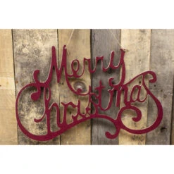18" Red Wooden Merry Christmas Decorative Hanger