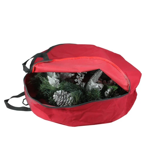 36" Red And Black Zip Up Christmas Wreath Storage Bag 3 36" Red And Black Zip Up Christmas Wreath Storage Bag