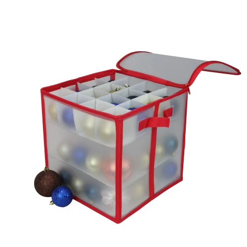 12" Red And Clear Zip Up Christmas Ornaments Storage Bag 3 12" Red And Clear Zip Up Christmas Ornaments Storage Bag