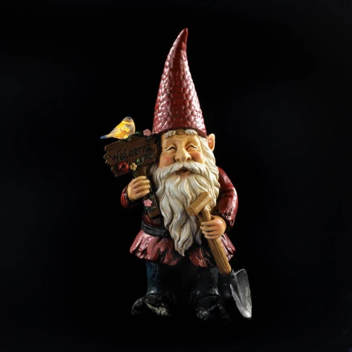 15" Red And Black "Welcome" Gnome Garden Statue 4 15" Red And Black "Welcome" Gnome Garden Statue - Image 2