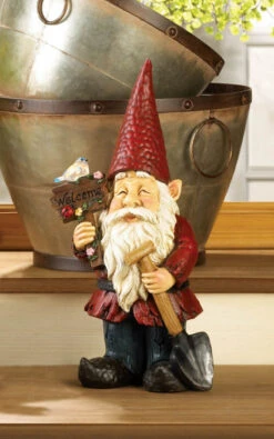 15" Red And Black "Welcome" Gnome Garden Statue 9 15" Red And Black "Welcome" Gnome Garden Statue -Christmas Decoration Store dznt 4505479v 4 93497.1664466679