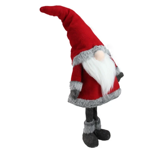 Northlight 28” Red Standing Christmas Santa Claus Gnome With Gray Faux Fur Trim 4 Northlight 28” Red Standing Christmas Santa Claus Gnome With Gray Faux Fur Trim - Image 2