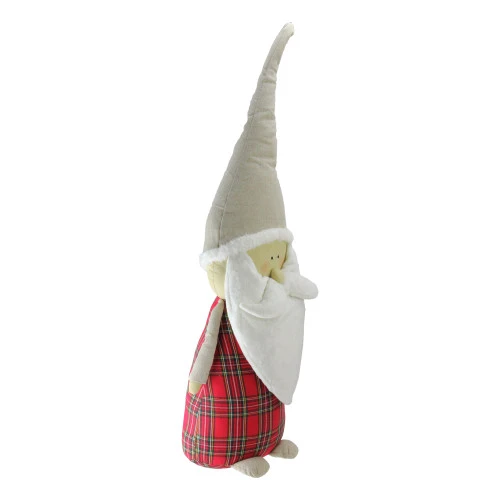 Northlight 19" Red And White Plaid Blushing Santa Gnome Tabletop Decor 4 Northlight 19" Red And White Plaid Blushing Santa Gnome Tabletop Decor - Image 2