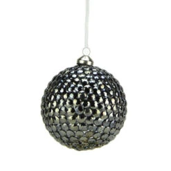 Sequined Gray And Silver Rivet Gem Glass Christmas Ball Ornament 5" (125mm)