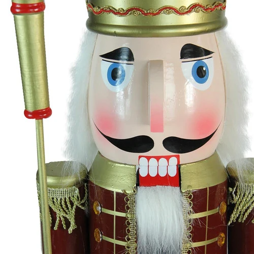 Northlight 48" Burgundy And White Wooden Christmas Nutcracker King With Scepter 6 Northlight 48" Burgundy And White Wooden Christmas Nutcracker King With Scepter - Image 4