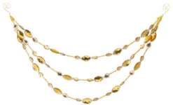 Melrose 14" Shiny Amber Yellow Beaded Jewel Three Tier Drape Artificial Christmas Garland