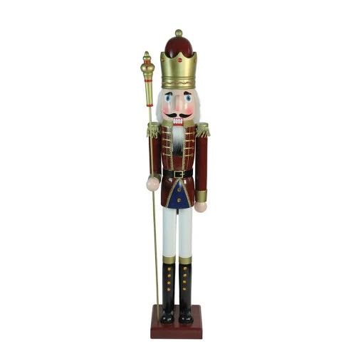 Northlight 48" Burgundy And White Wooden Christmas Nutcracker King With Scepter 3 Northlight 48" Burgundy And White Wooden Christmas Nutcracker King With Scepter