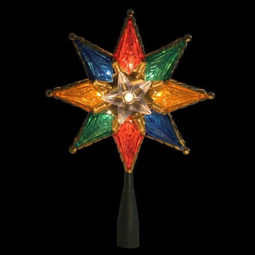 Northlight 8" Lighted Multi Color 8-Point Star Christmas Tree Topper - Clear Lights 4 Northlight 8" Lighted Multi Color 8-Point Star Christmas Tree Topper - Clear Lights - Image 2