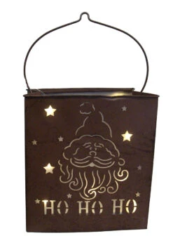 12.5" Pre-Lit Brown Shimmering Battery Operated LED Santa Claus Christmas Lantern