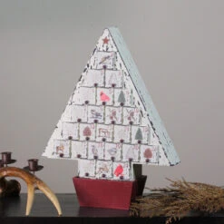 17.25" Weathered White Tree Shaped Christmas Advent Calendar -Christmas Decoration Store gerson 2005360 3 15936.1588349793