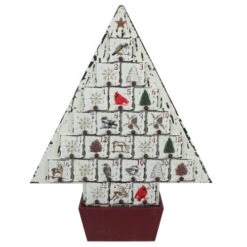 17.25" Weathered White Tree Shaped Christmas Advent Calendar