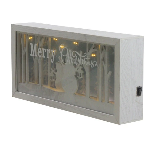 12" Lighted Merry Christmas Snowmen Christmas Shadow Box Decoration 4 12" Lighted Merry Christmas Snowmen Christmas Shadow Box Decoration - Image 2
