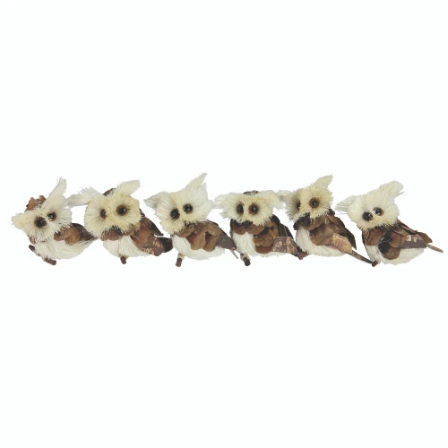 Northlight Set Of 6 Brown And Ivory Sisal Owls Christmas Ornaments, 2.25" 3 Northlight Set Of 6 Brown And Ivory Sisal Owls Christmas Ornaments, 2.25"