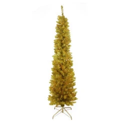 Northlight 6' Pencil Gold Tinsel Artificial Christmas Tree, Unlit