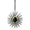 4.75" Black And Gold Gem Studded Snowflake Christmas Ornament