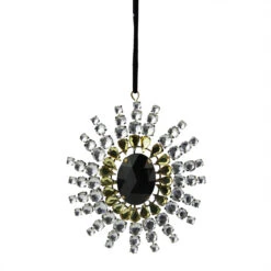 4.75" Black And Gold Gem Studded Snowflake Christmas Ornament