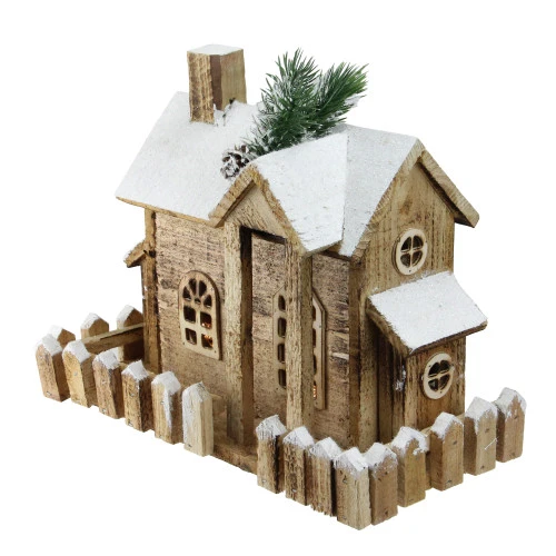 Northlight 12" LED Lighted Snowy Rustic Cabin Christmas Decoration 4 Northlight 12" LED Lighted Snowy Rustic Cabin Christmas Decoration - Image 2