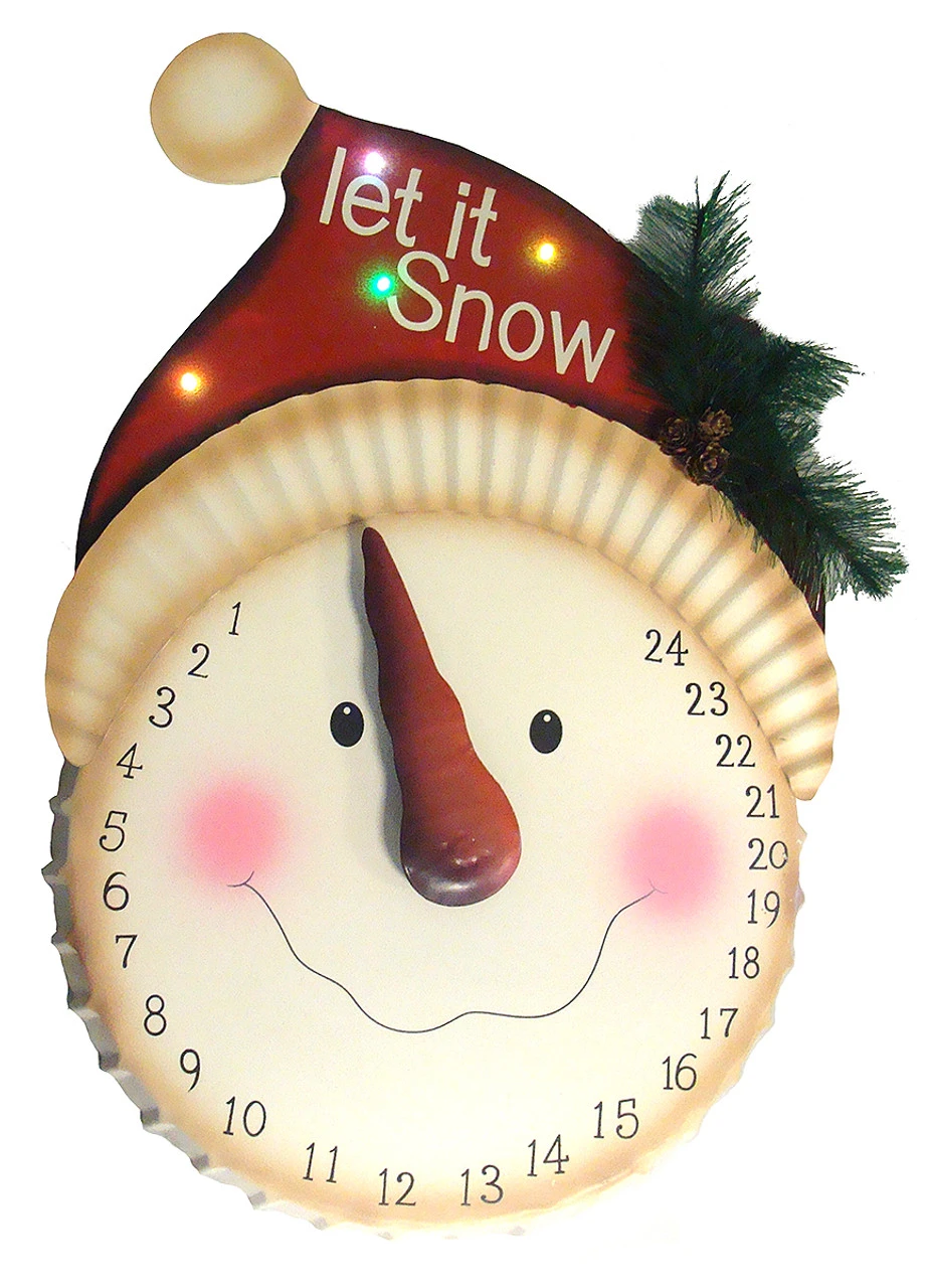 21" LED Lighted "Let It Snow" Snowman Face Christmas Countdown Advent Calendar